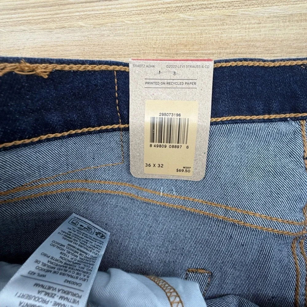 NWT Men's Levi's 502 Taper Stretch Dark Blue Jeans Size 36